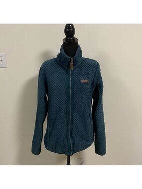 Columbia Jacket Women’s Size Large Dark Teal Full zip high collar fleece Jacket